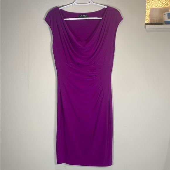 Ralph Lauren Purple Sheath Dress with Cowl Neck - Picture 1 of 8